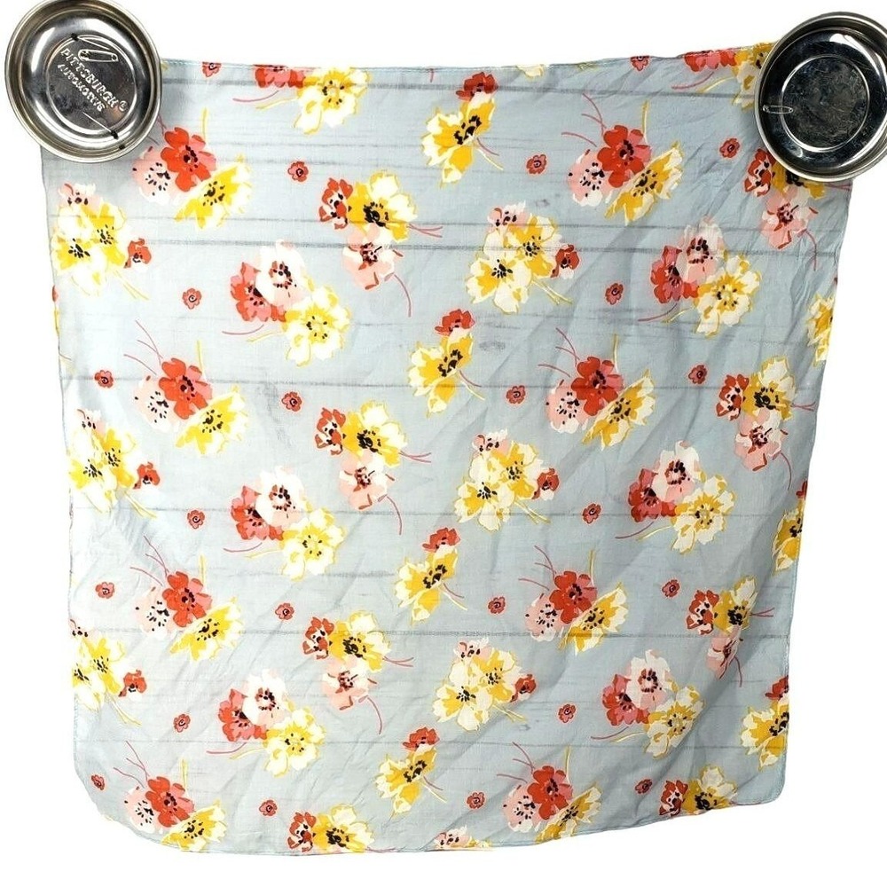 Old Navy Blue Multi Floral Square Scarf Neckerchief 24x24 Handkerchief Accessory